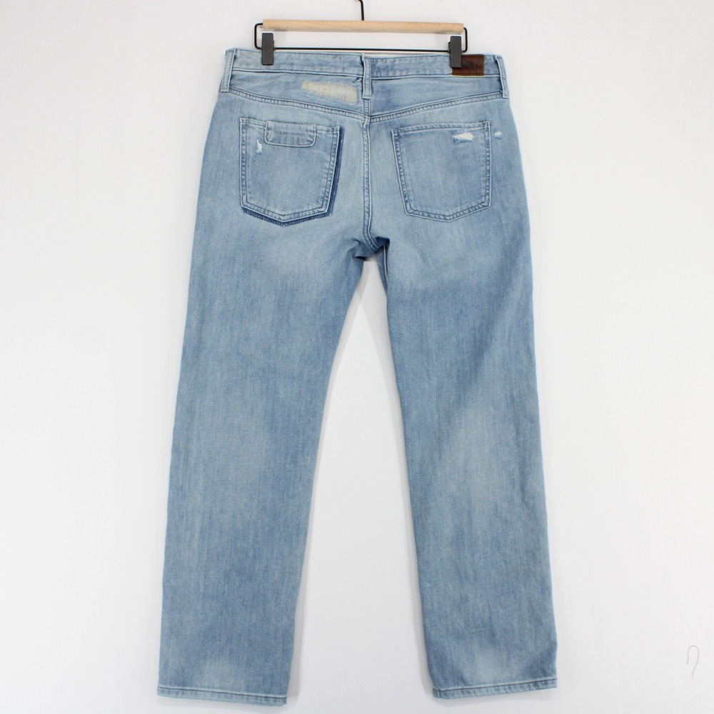 Holding Horses Jeans Womens 30 Blue Patchwork Distressed Straight Leg Light Wash - Picture 3 of 11